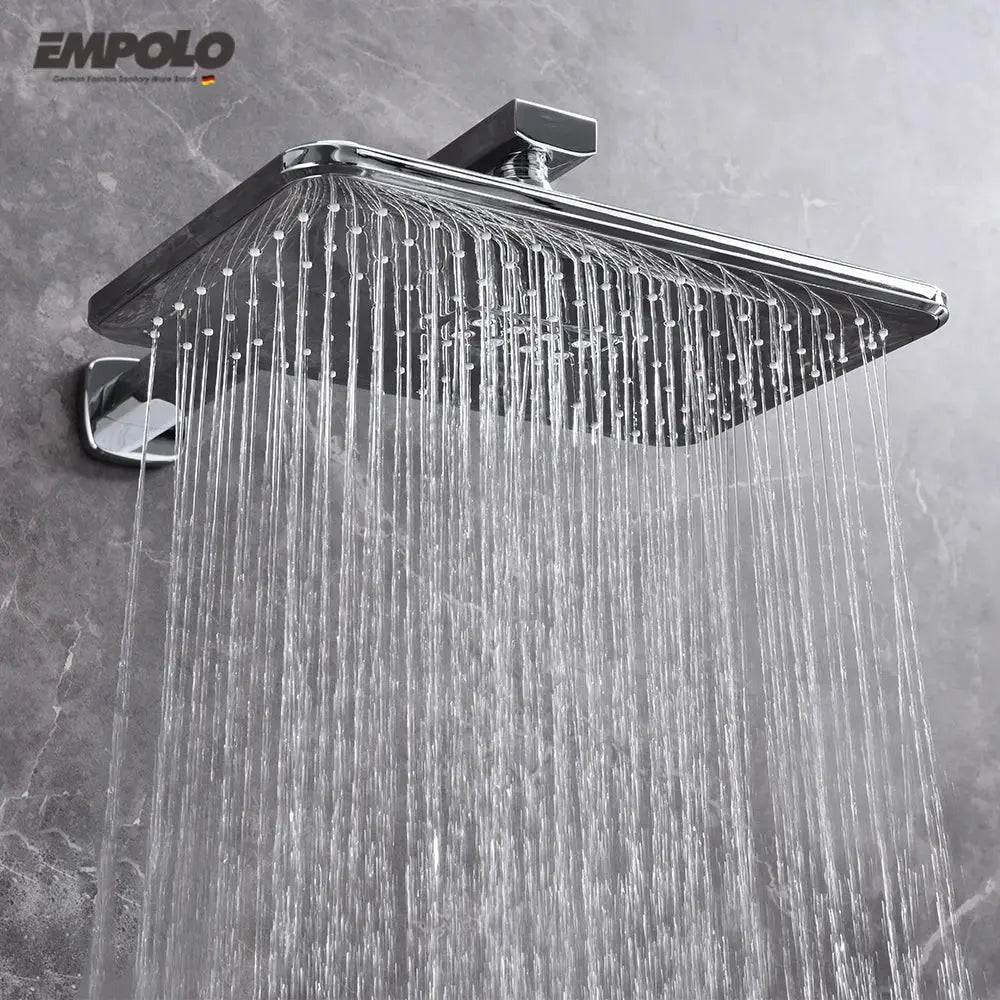 Empolo Wall Mounted Thermostatic Rainfall Shower Set – Chrome Brass Bathroom System - Rainfall Shower SetBathroomLux
