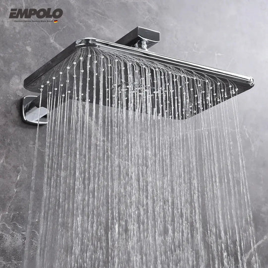 Empolo Wall Mounted Thermostatic Rainfall Shower Set – Chrome Brass Bathroom System - Rainfall Shower SetBathroomLux
