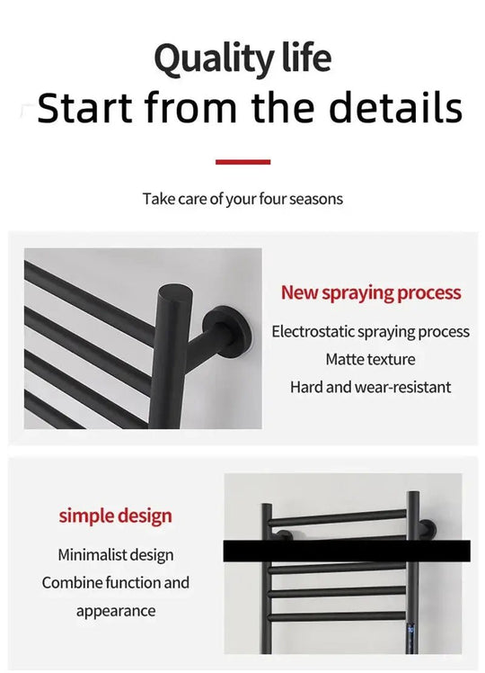 Fast - Heating Electric Towel Warmer – Timer & Temp Display – Feel the Luxury! - Electric towel warmerBathroomLux