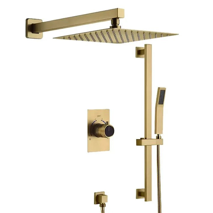 Faucet Shower Set with Fixed Wall - Mounted Shower Head & Handshower - shower system wall mountedBathroomLux