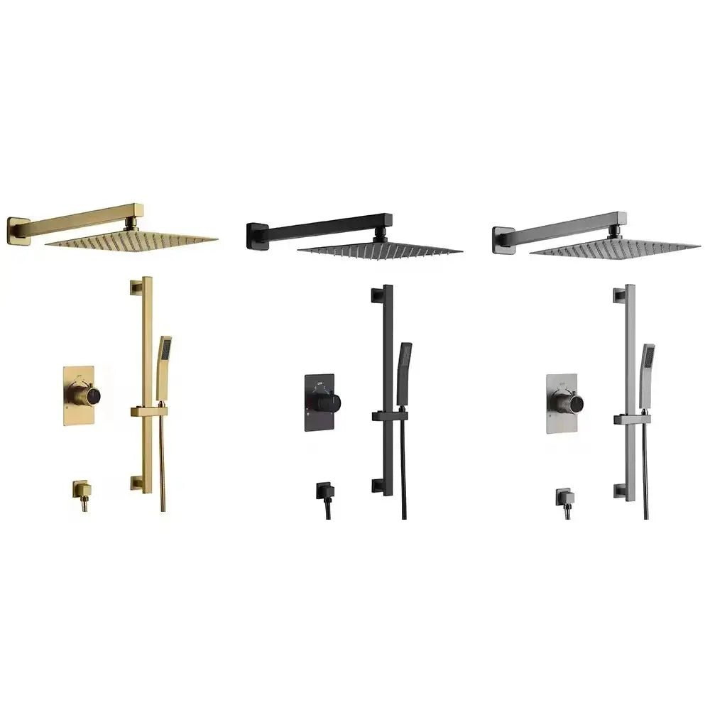 Faucet Shower Set with Fixed Wall - Mounted Shower Head & Handshower - shower system wall mountedBathroomLux