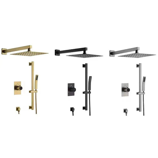 Faucet Shower Set with Fixed Wall - Mounted Shower Head & Handshower - shower system wall mountedBathroomLux