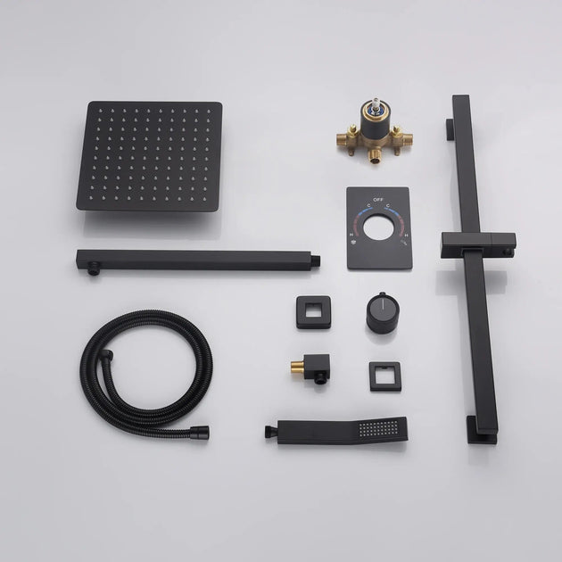 Faucet Shower Set with Fixed Wall - Mounted Shower Head & Handshower - shower system wall mountedBathroomLux