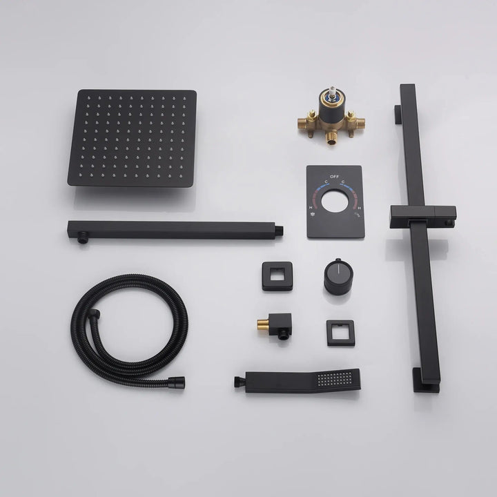 Faucet Shower Set with Fixed Wall - Mounted Shower Head & Handshower - shower system wall mountedBathroomLux