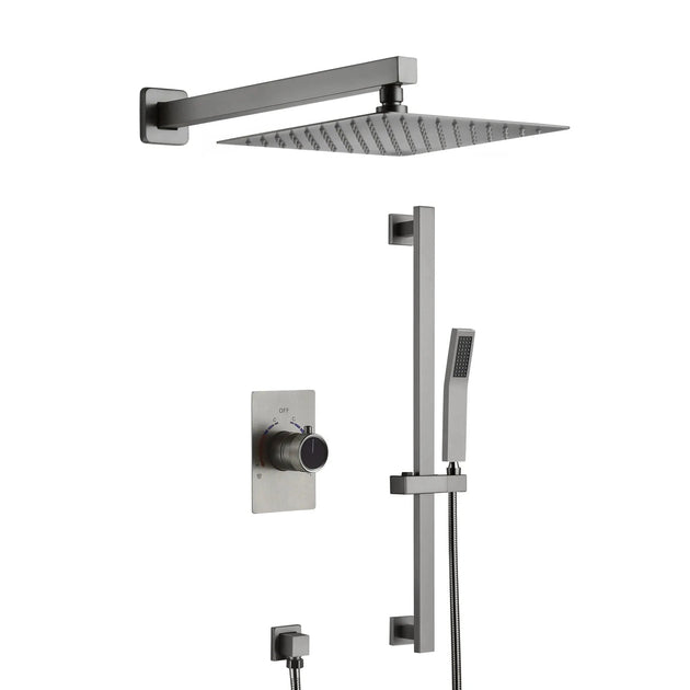 Faucet Shower Set with Fixed Wall - Mounted Shower Head & Handshower - shower system wall mountedBathroomLux