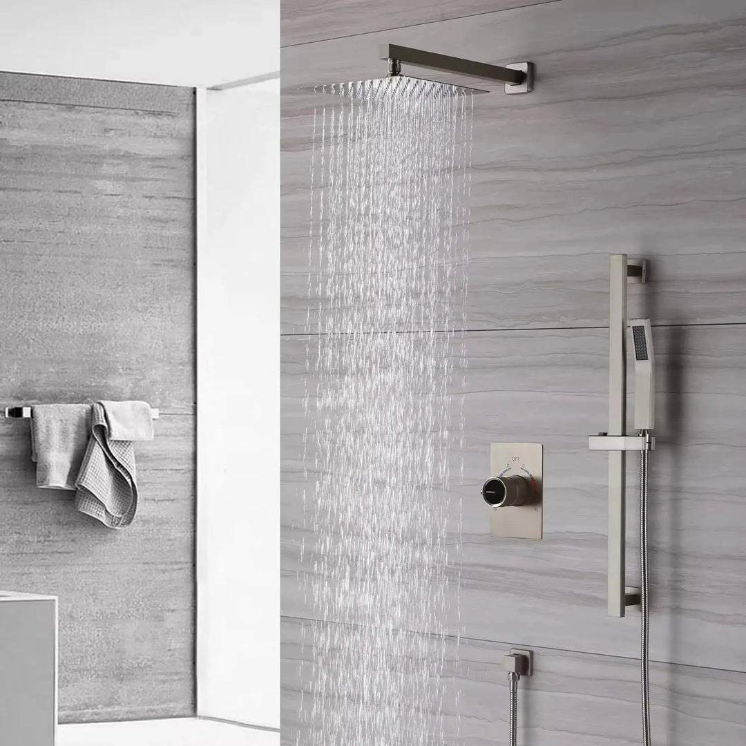 Faucet Shower Set with Fixed Wall - Mounted Shower Head & Handshower - shower system wall mountedBathroomLux