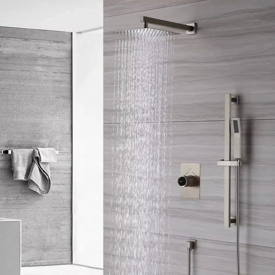 Faucet Shower Set with Fixed Wall - Mounted Shower Head & Handshower - shower system wall mountedBathroomLux