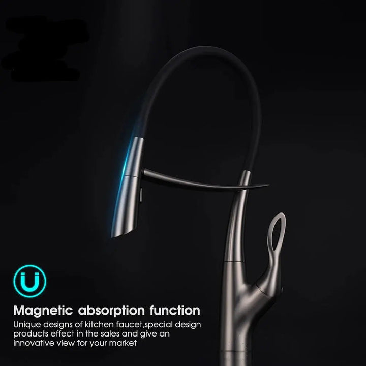 Flexible Silicone Kitchen Faucet – Modern Gunmetal Black Elegance - Single Handle Kitchen FaucetBathroomLux