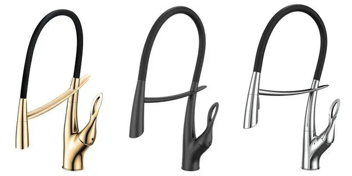 Flexible Silicone Kitchen Faucet – Modern Gunmetal Black Elegance - Single Handle Kitchen FaucetBathroomLux