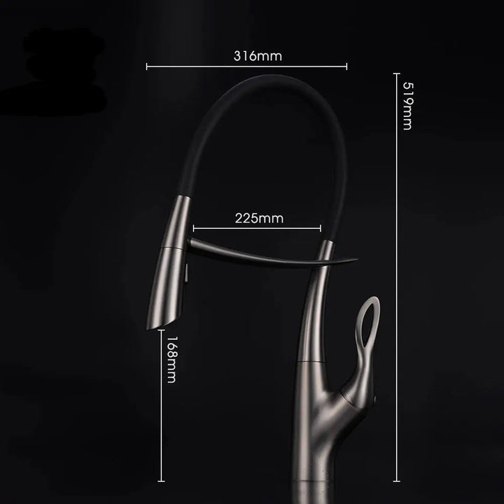 Flexible Silicone Kitchen Faucet – Modern Gunmetal Black Elegance - Single Handle Kitchen FaucetBathroomLux