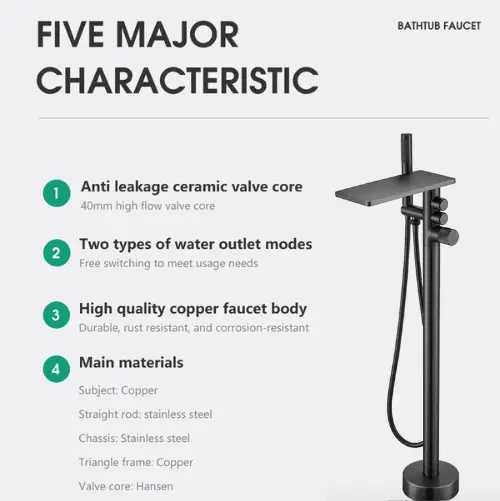 Freestanding Bath Taps with Shower Head - Freestanding Bath Taps with ShowerBathroomLux