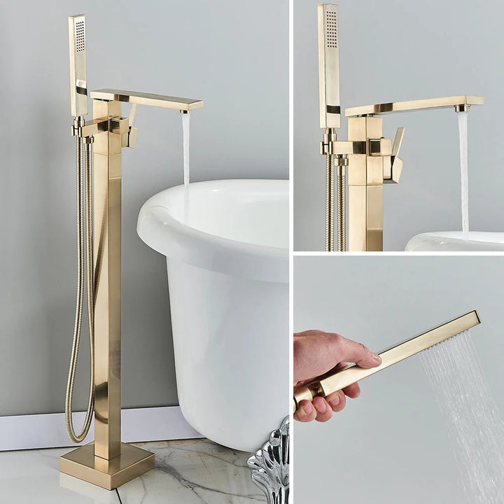 Freestanding Floor - Mounted Bathtub Faucet with Shower - Bathroom FaucetBathroomLux