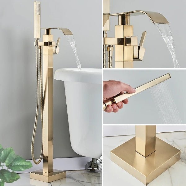 Freestanding Floor - Mounted Bathtub Faucet with Shower - Bathroom FaucetBathroomLux