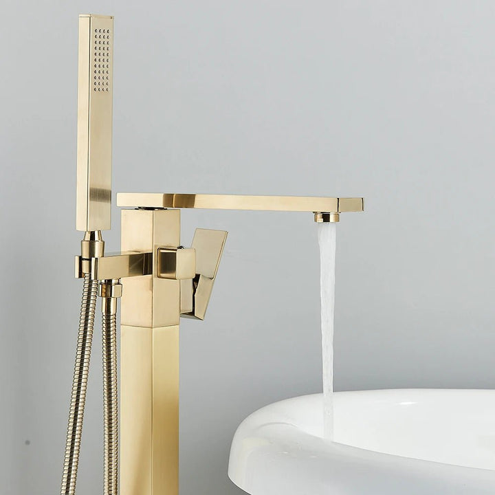 Freestanding Floor - Mounted Bathtub Faucet with Shower - Bathroom FaucetBathroomLux