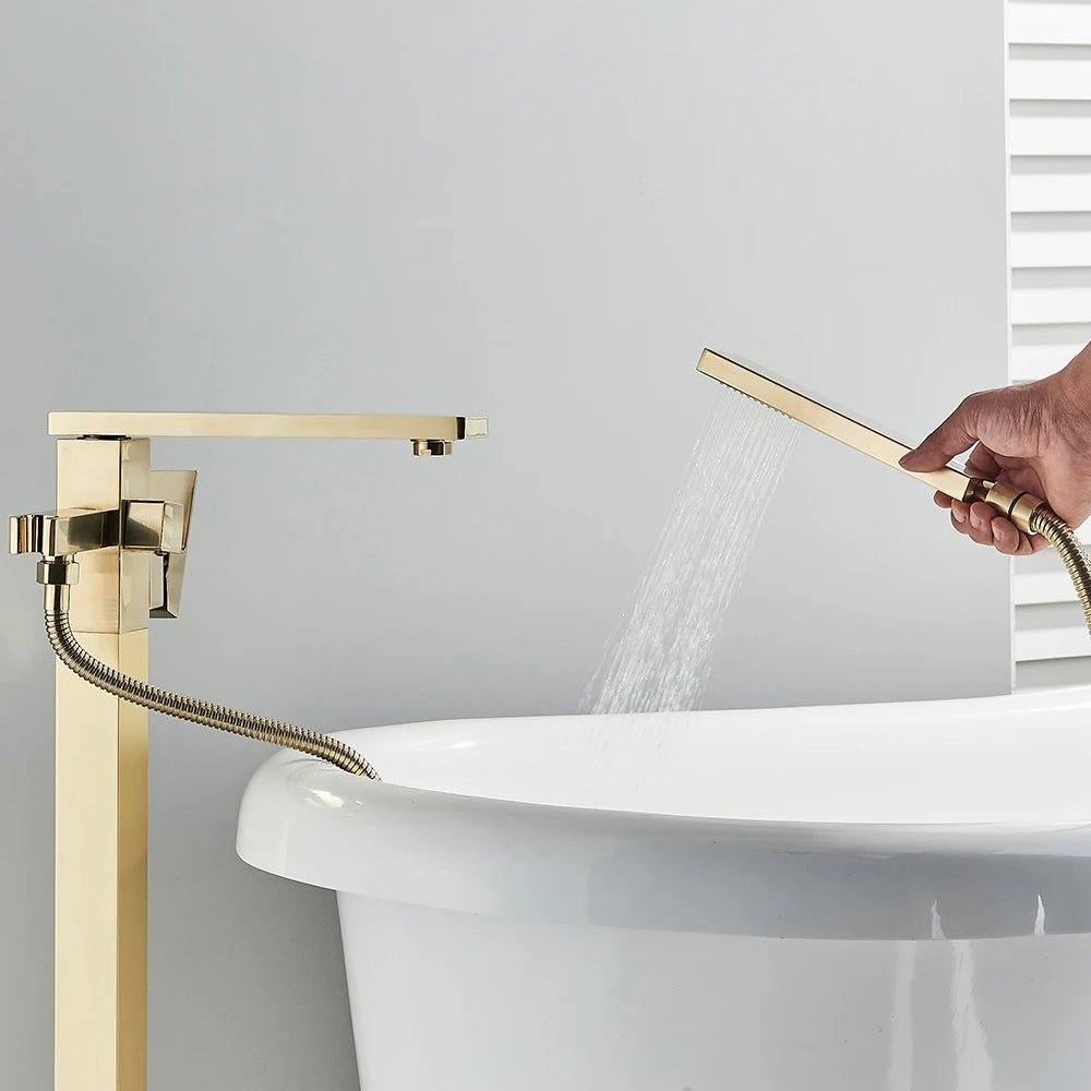 Freestanding Floor - Mounted Bathtub Faucet with Shower - Bathroom FaucetBathroomLux