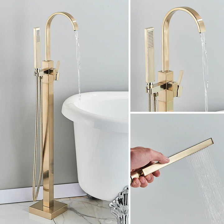 Freestanding Floor - Mounted Bathtub Faucet with Shower - Bathroom FaucetBathroomLux