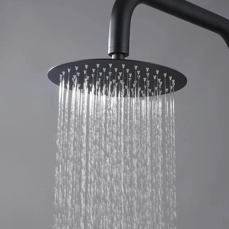 Freestanding Outdoor Shower – Matte Black 316 Stainless Steel with Dual Handles - Shower Stalls & KitsBathroomLux