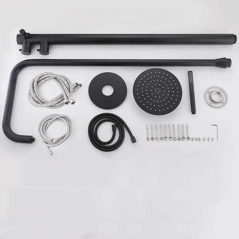 Freestanding Outdoor Shower – Matte Black 316 Stainless Steel with Dual Handles - Shower Stalls & KitsBathroomLux