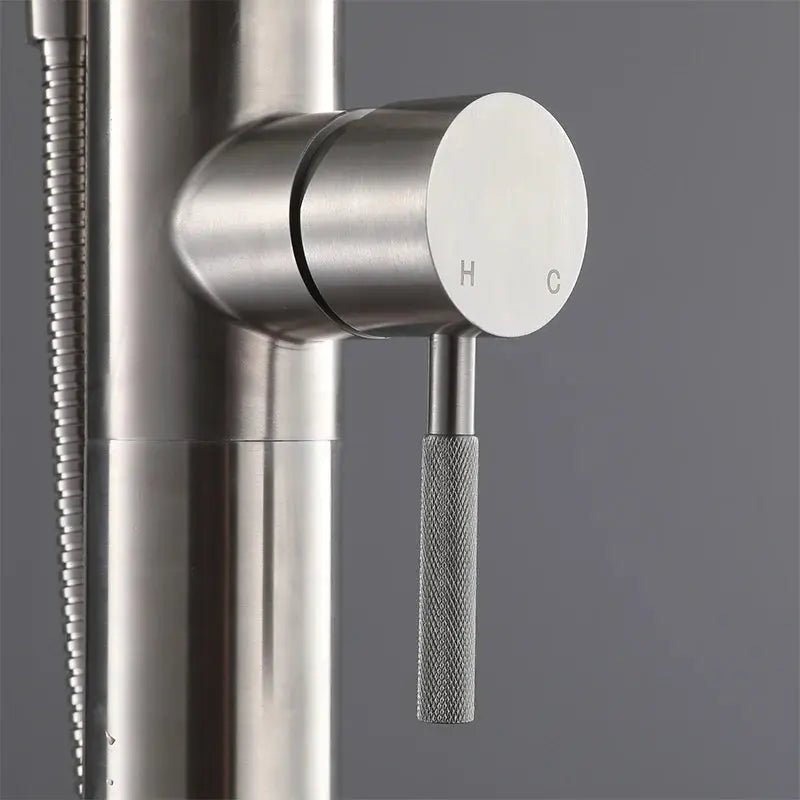 Freestanding Outdoor Shower – Stainless Steel Mixer Set for Swimming Pool, Beach & Garden - Shower Stalls & KitsBathroomLux