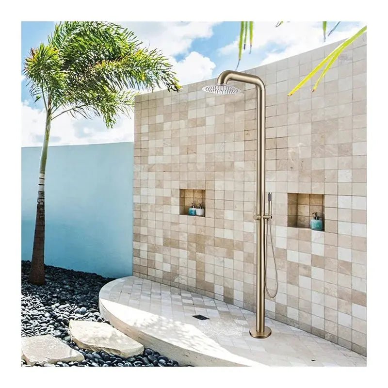 Freestanding Outdoor Shower – Stainless Steel Rainfall Column for Pool & Garden - Shower Stalls & KitsBathroomLux