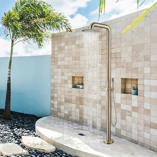 Freestanding Outdoor Shower – Stainless Steel Rainfall Column for Pool & Garden - Shower Stalls & KitsBathroomLux