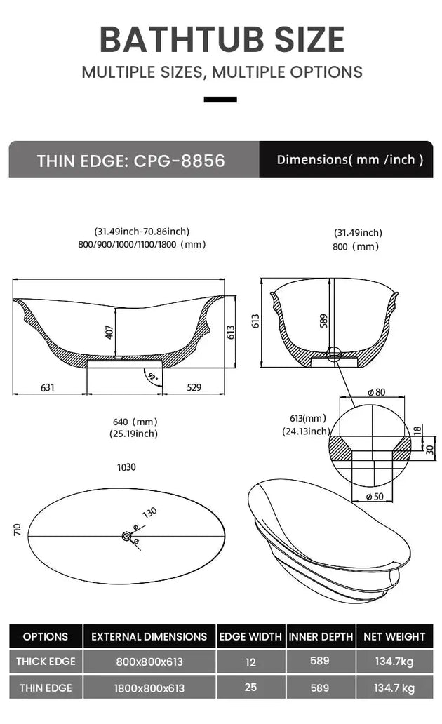 Freestanding Solid Surface Resin Bathtub - Resin Best freestanding bathtub UKBathroomLux