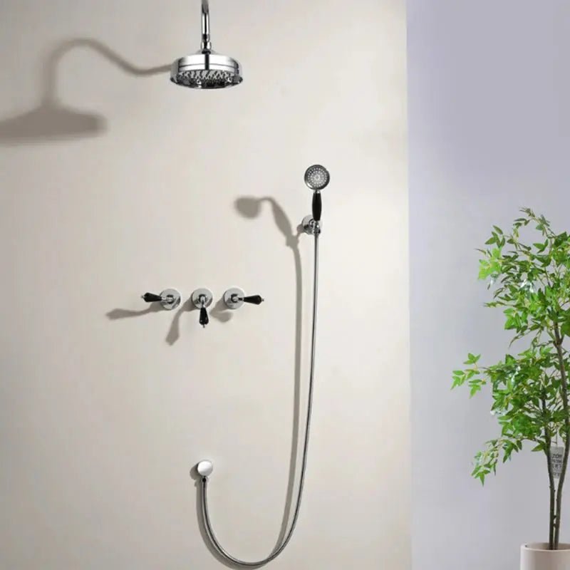 French Vintage All - Copper Concealed Shower Head Set – Ceramic Handle & Polished Finish - Concealed Shower Head SetBathroomLux