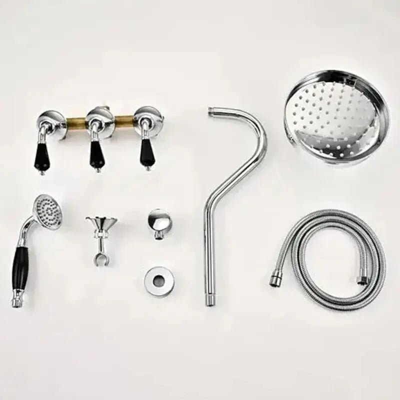 French Vintage All - Copper Concealed Shower Head Set – Ceramic Handle & Polished Finish - Concealed Shower Head SetBathroomLux