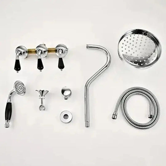 French Vintage All - Copper Concealed Shower Head Set – Ceramic Handle & Polished Finish - Concealed Shower Head SetBathroomLux