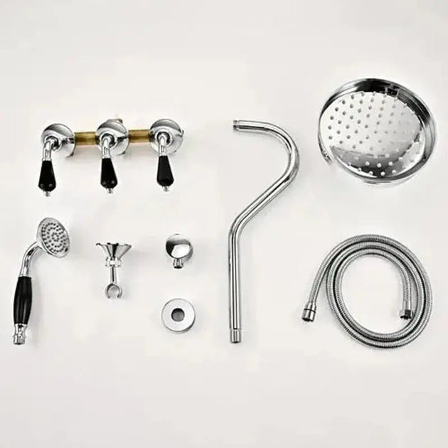 French Vintage All - Copper Concealed Shower Head Set – Ceramic Handle & Polished Finish - Concealed Shower Head SetBathroomLux