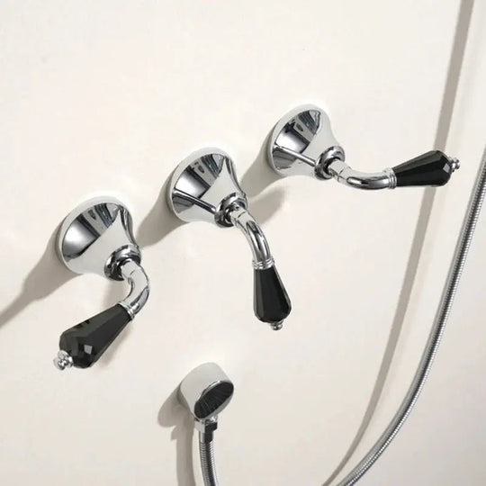 French Vintage All - Copper Concealed Shower Head Set – Ceramic Handle & Polished Finish - Concealed Shower Head SetBathroomLux