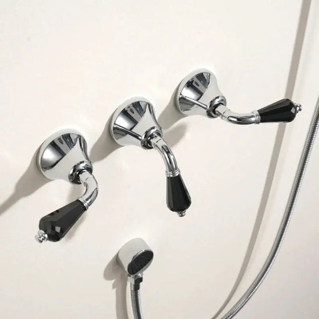 French Vintage All - Copper Concealed Shower Head Set – Ceramic Handle & Polished Finish - Concealed Shower Head SetBathroomLux