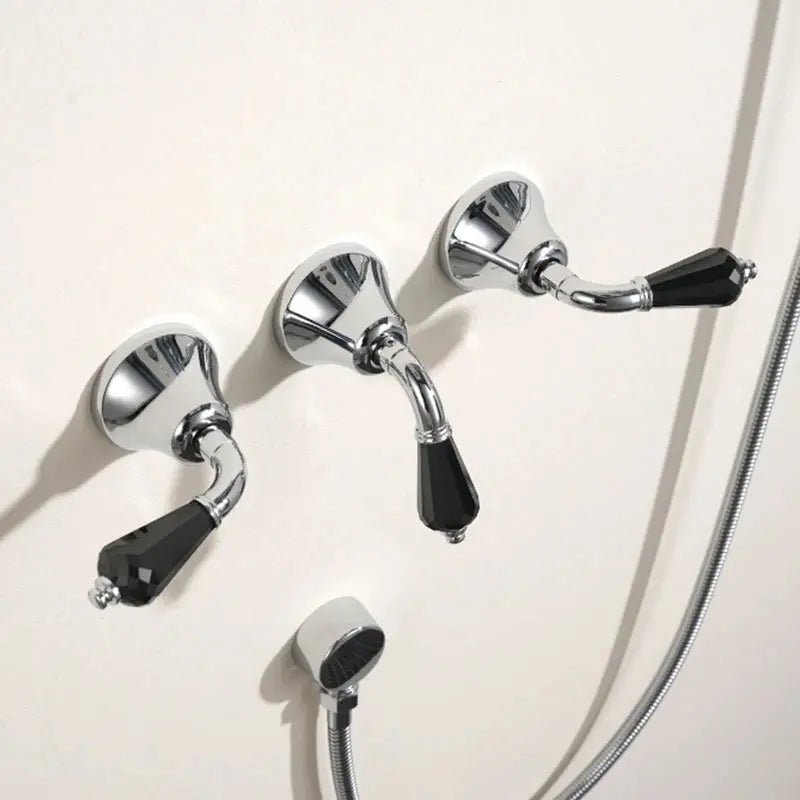 French Vintage All - Copper Concealed Shower Head Set – Ceramic Handle & Polished Finish - Concealed Shower Head SetBathroomLux