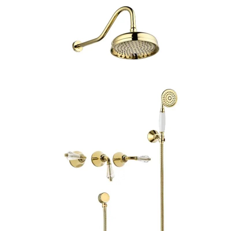 French Vintage All - Copper Concealed Shower Head Set – Ceramic Handle & Polished Finish - Concealed Shower Head SetBathroomLux