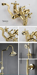 Gold Antique Brass 2 - Handle Exposed Shower Faucet Combo Set - Complete Shower SystemBathroomLux
