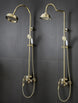 Gold Antique Brass 2 - Handle Exposed Shower Faucet Combo Set - Complete Shower SystemBathroomLux