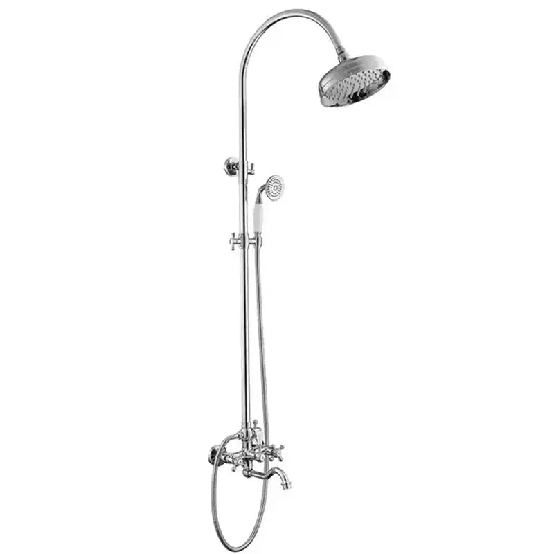 Gold Antique Brass 2 - Handle Exposed Shower Faucet Combo Set - Complete Shower SystemBathroomLux