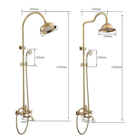 Gold Antique Brass 2 - Handle Exposed Shower Faucet Combo Set - Complete Shower SystemBathroomLux