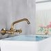 Gold Antique Brass Wall - Mounted Basin Faucet – Dual Handles Swivel Spout (Copy) - Matte Black Wall - Mounted Basin Mixer TapBathroomLux