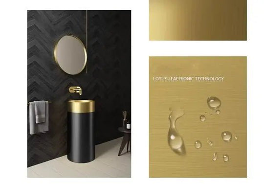 Gold & Black 304 Stainless Steel Pedestal Sink – Luxury Wash Basin for Hotels - luxury pedestal sinkBathroomLux