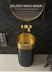 Gold & Black 304 Stainless Steel Pedestal Sink – Luxury Wash Basin for Hotels - luxury pedestal sinkBathroomLux