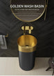 Gold & Black 304 Stainless Steel Pedestal Sink – Luxury Wash Basin for Hotels - luxury pedestal sinkBathroomLux