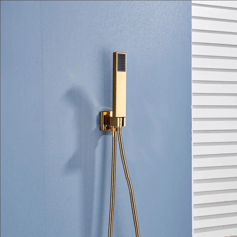 Gold Digital Shower System Concealed Rainfall - concealed shower setBathroomLux