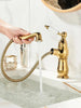 Gold Pull - Out Bathroom faucet Hot & Cold Mixer Tap Small - Pull - Out Bathroom Basin Mixer TapBathroomLux