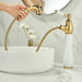 Gold Pull - Out Bathroom faucet Hot & Cold Mixer Tap Tall - Pull - Out Bathroom Basin Mixer TapBathroomLux