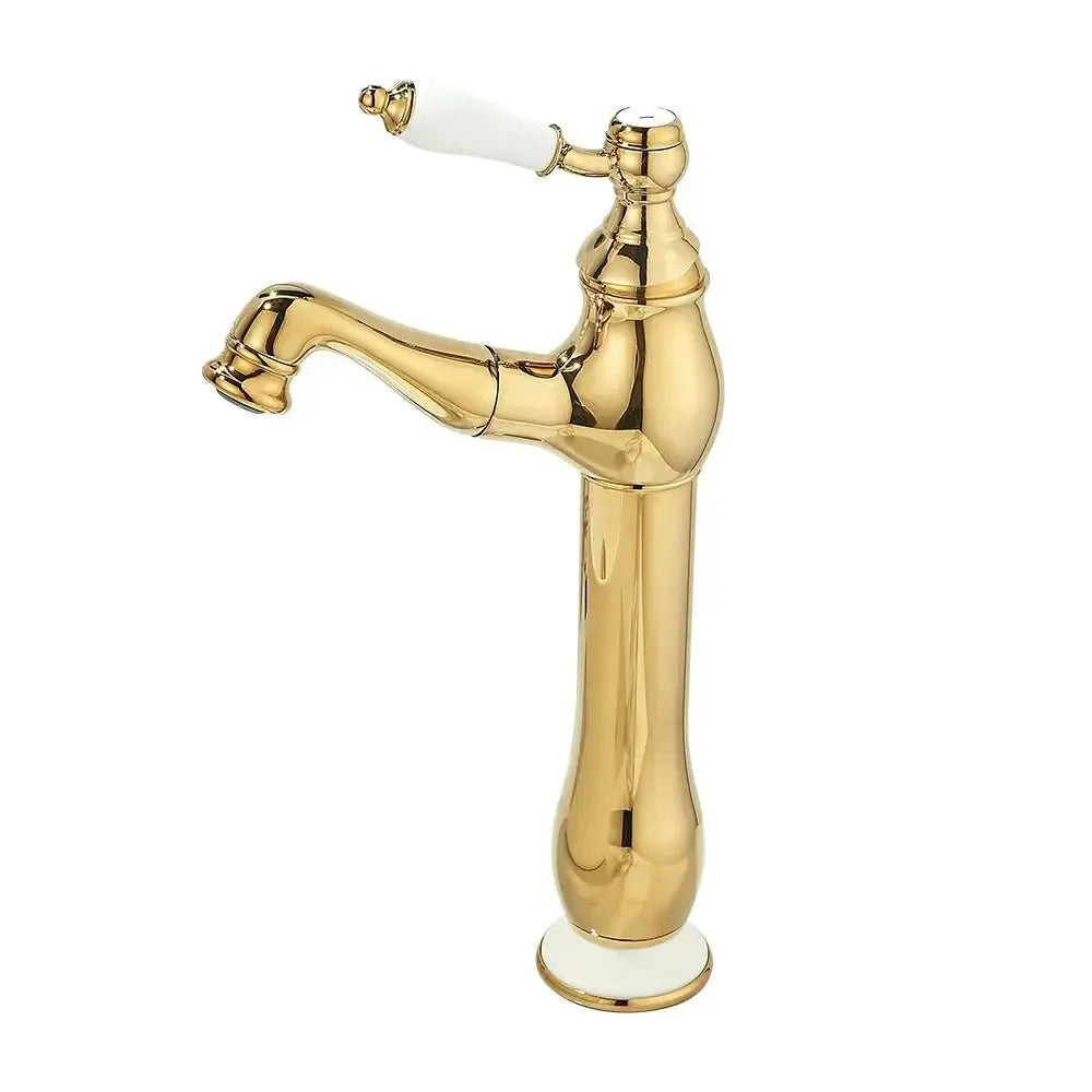 Gold Pull - Out Bathroom faucet Hot & Cold Mixer Tap Tall - Pull - Out Bathroom Basin Mixer TapBathroomLux