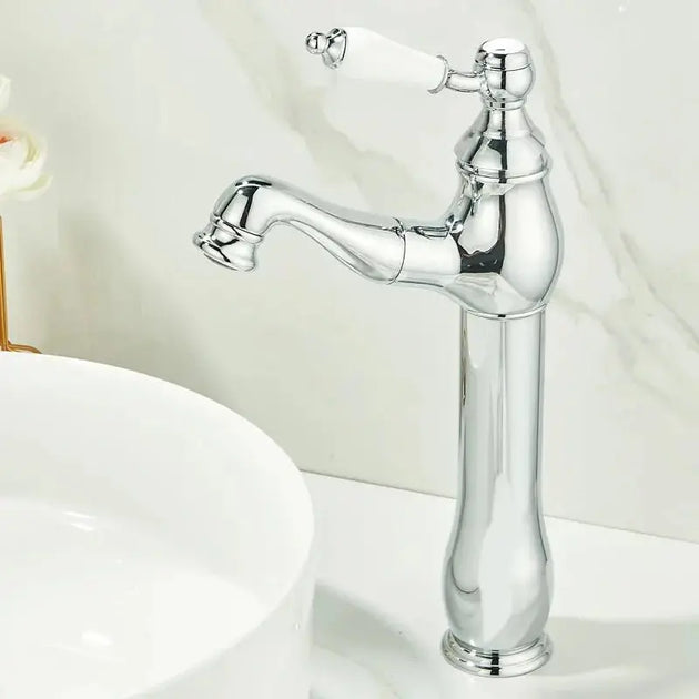 Gold Pull - Out Bathroom faucet Hot & Cold Mixer Tap Tall - Pull - Out Bathroom Basin Mixer TapBathroomLux