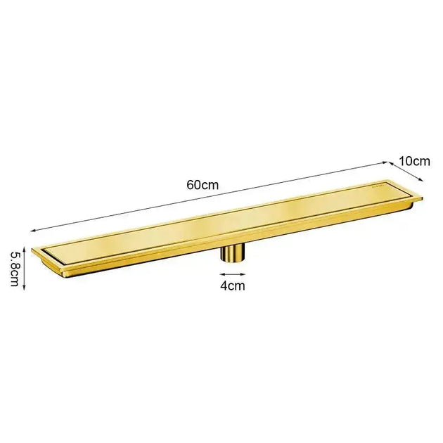 Gold Rectangle Stainless Steel Linear Shower Drain – 20cm / 30cm / 40cm / 50cm / 60cm - Shower DrainsBathroomLux