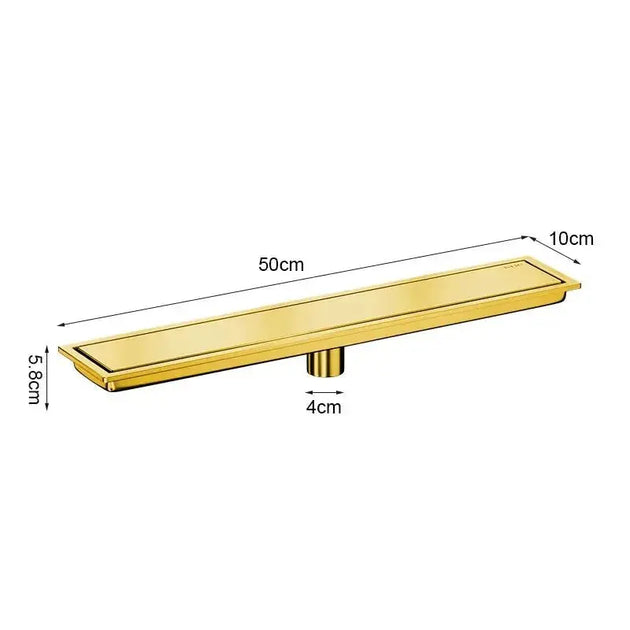 Gold Rectangle Stainless Steel Linear Shower Drain – 20cm / 30cm / 40cm / 50cm / 60cm - Shower DrainsBathroomLux