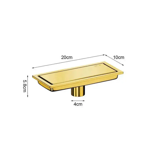 Gold Rectangle Stainless Steel Linear Shower Drain – 20cm / 30cm / 40cm / 50cm / 60cm - Shower DrainsBathroomLux